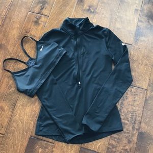 Nike Women’s Half Zip Running Top n Bra bundle